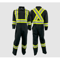 Men's Atlas Guardian AR/FR 4 Inch Striping Black Coverall