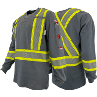 Atlas AR/FR Grey Striped Henley Shirt 4034GR Atlas AR/FR Grey Striped Henley Shirt 4034GR