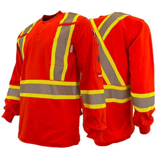 Atlas AR/FR Orange Striped Henley Shirt 4034OR