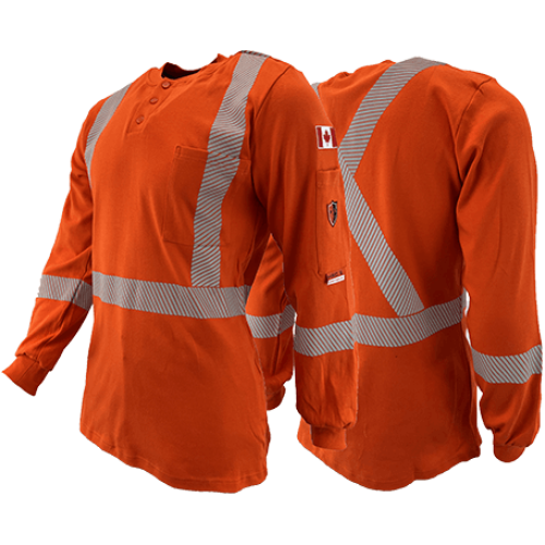 Atlas AR/FR Orange Striped Henley Shirt 403OR