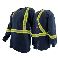 Atlas AR/FR Navy Striped Henley Shirt 403STNB