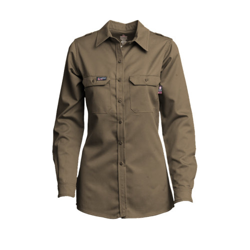 Ladies Lapco Khaki FR DH Uniform Shirts | made with 6.5oz. Westex® DH L-SFRDH6 Ladies Lapco Khaki FR DH Uniform Shirts | made with 6.5oz. Westex® DH L-SFRDH6