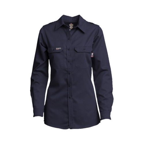 Ladies Lapco Navy FR DH Uniform Shirts | made with 6.5oz. Westex® DH L-SFRDH6 Ladies Lapco Navy FR DH Uniform Shirts | made with 6.5oz. Westex® DH L-SFRDH6