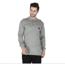 Forge Fr Men's Grey Henley Neck Long Sleeve T-shirt MFRHNLY-004 grey