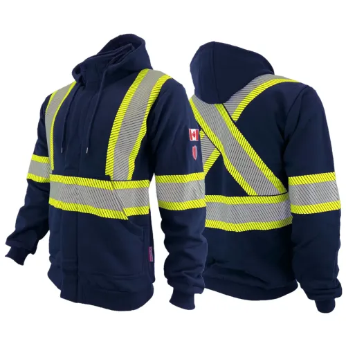 Atlas Zip-up AR/FR navy Hoodies w/ Segmented 4” Stripes 402NB Atlas Zip-up AR/FR navy Hoodies w/ Segmented 4” Stripes 402NB