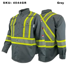 Atlas Guardian® Gray 4" Stripped FR/AR Work Shirts 4044GR