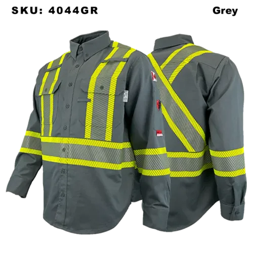 Atlas Guardian® Gray 4" Stripped FR/AR Work Shirts 4044GR