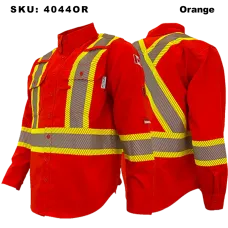 Atlas Guardian® Orange 4" Stripped FR/AR Work Shirts 4044OR