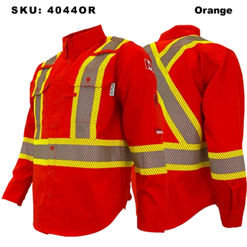 Atlas Guardian® Orange 4" Stripped FR/AR Work Shirts 4044OR